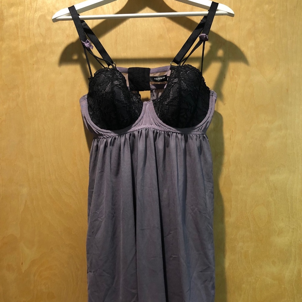 Torrid Babydoll Lingerie Purple Black Lack Size 0